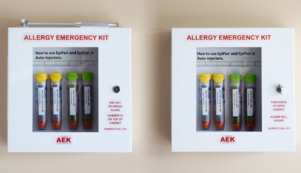 Allergy Emergency Kit hallway cabinets