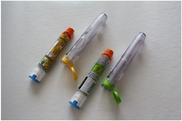 EpiPens outside of carrying case