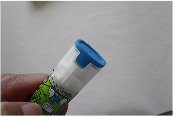 Close-up of safety tab
