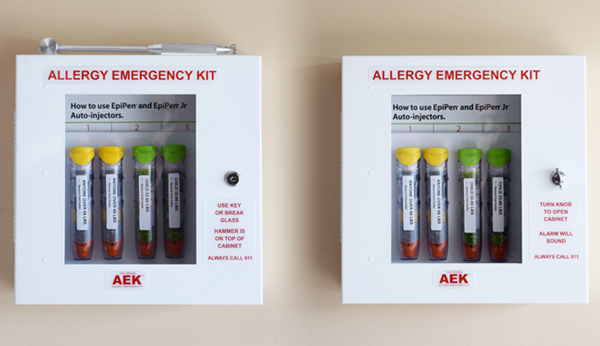 Allergy Emergency Kit hallway cabinets
